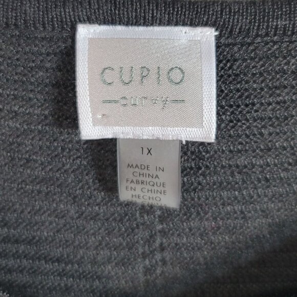 Cupio Curvy Tunic Sweater Gray 1X Long Sleeve Hi Low V Neck Pullover Semi-Sheer - Picture 7 of 8